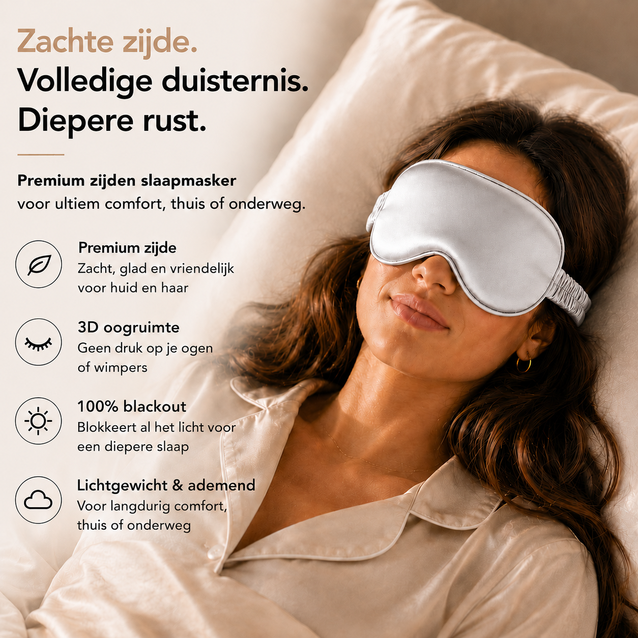 3D Silk Blackout Sleep Mask - Zilver