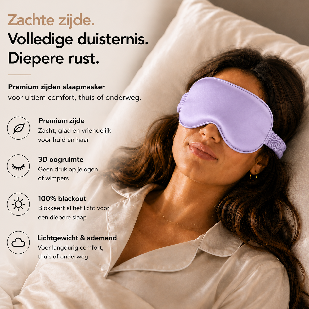 3D Silk Blackout Sleep Mask - Lavendel