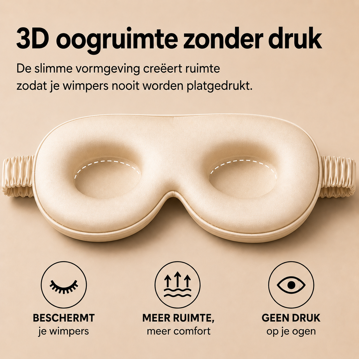 3D Silk Blackout Sleep Mask - Champagne