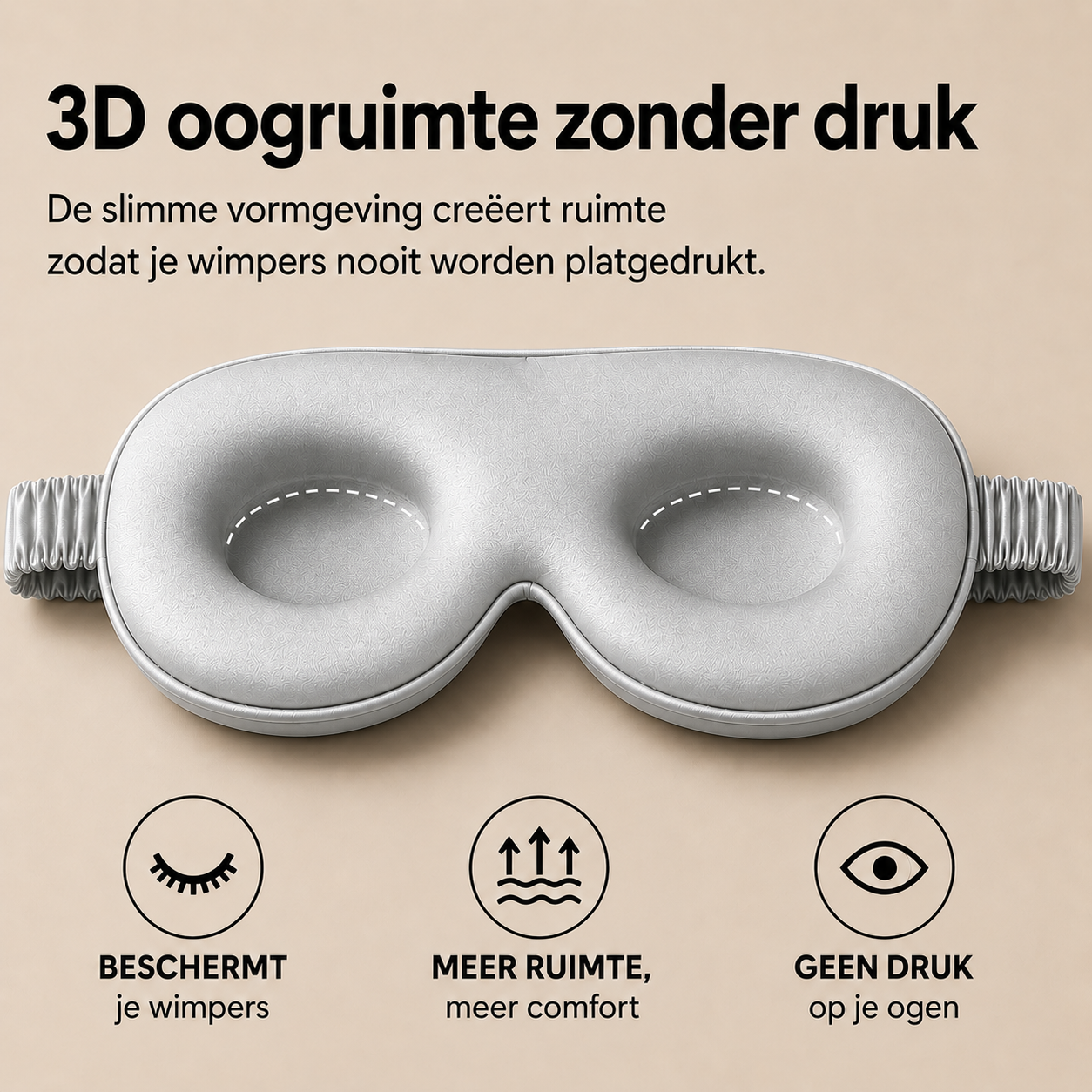 3D Silk Blackout Sleep Mask - Zilver
