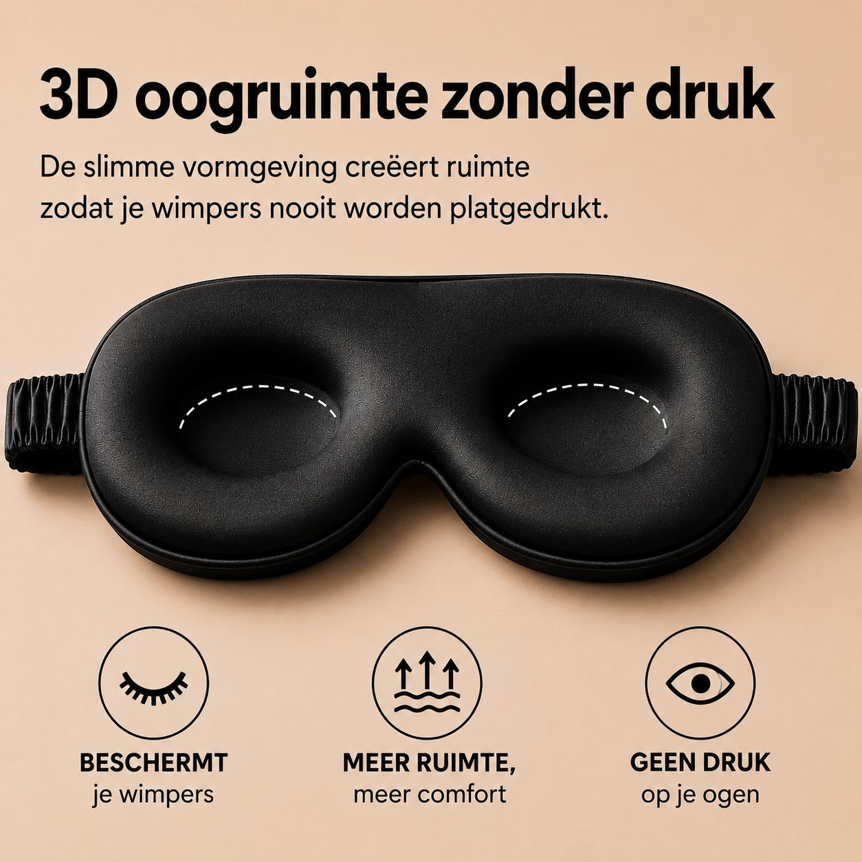 3D Silk Blackout Sleep Mask - Zwart