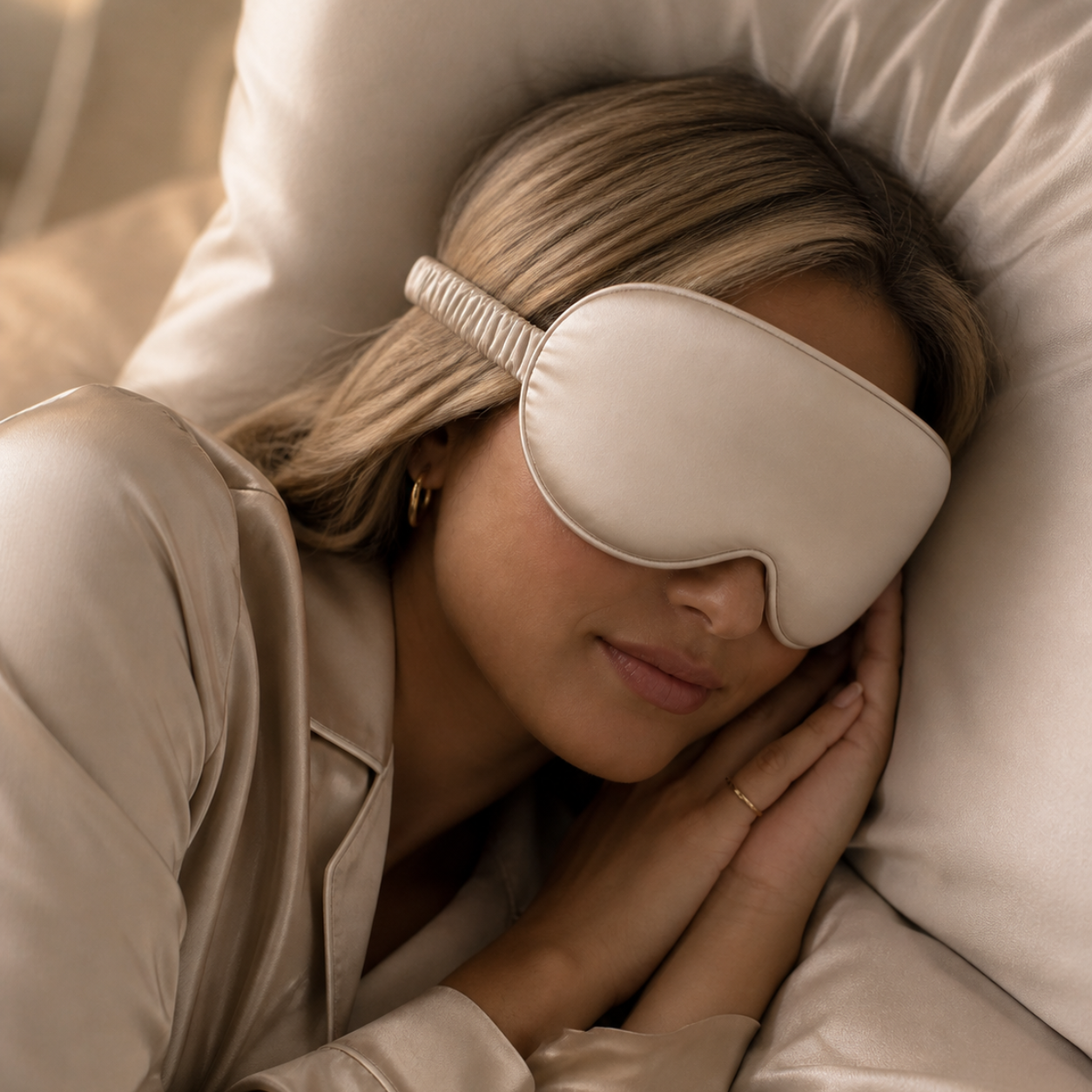 3D Silk Blackout Sleep Mask - Champagne